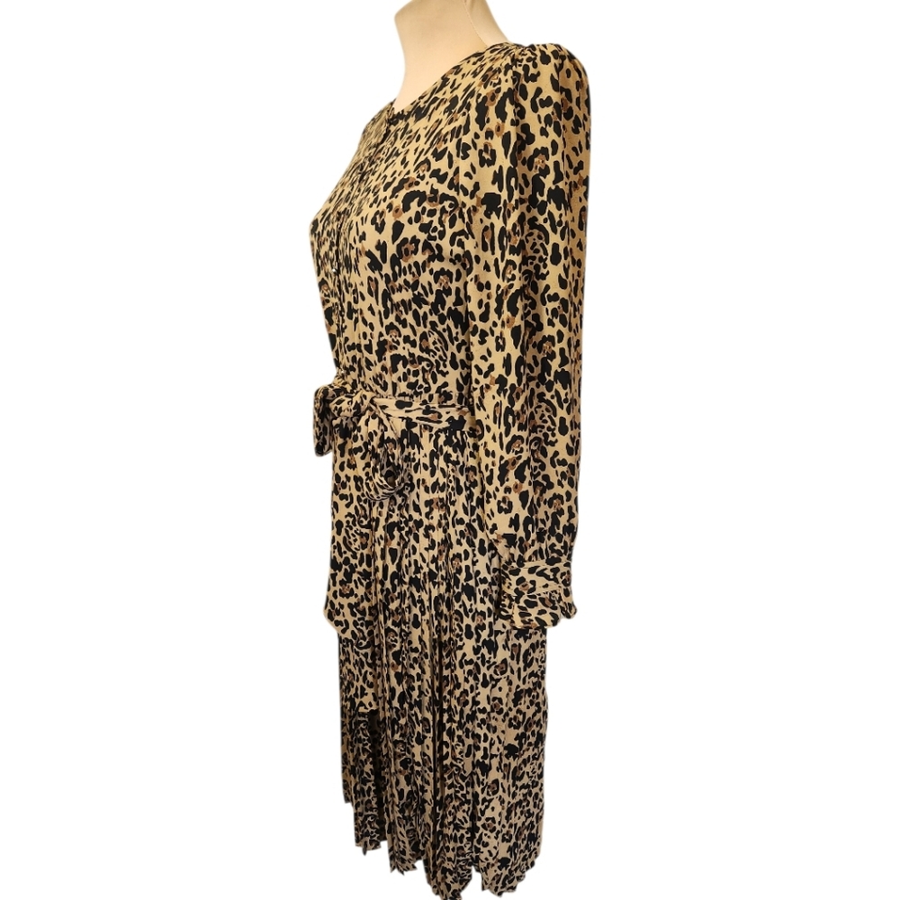J CREW Carly Leopard Print Pleated Midi Dress - Size S - Picture 8 of 16